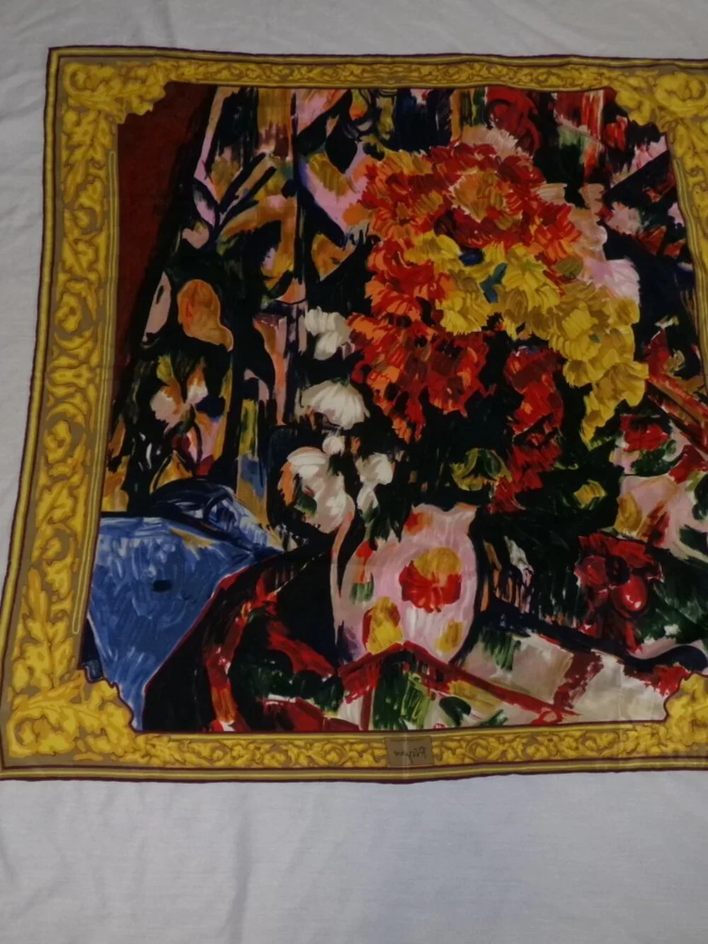 Varucci P Cezanne Chrysanthemums Floral 100% Silk Square Scarf 34